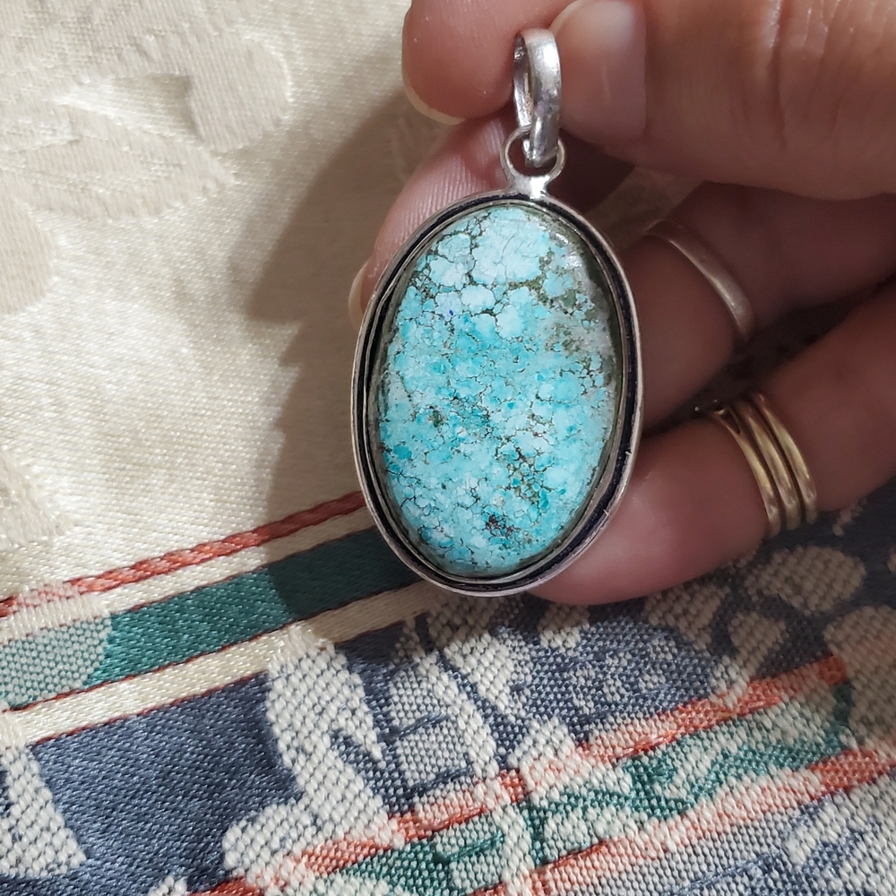 SOLD...Turquoise Oval Pendant Necklace